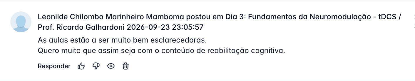 Depoimento de Leonilde Chilombo sobre aulas esclarecedoras de neuromodulação